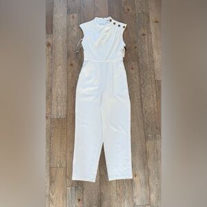 NWT Calvin Klein White Cropped Jumpsuit  Size 2